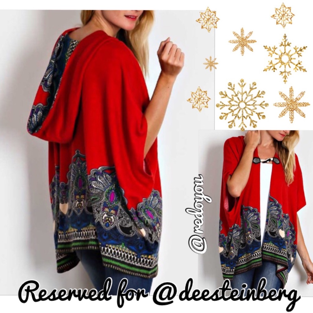 Davi & Dani Poncho one size Ted boho paisley poncho jacket